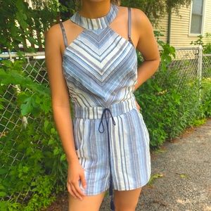 Halter top striped romper